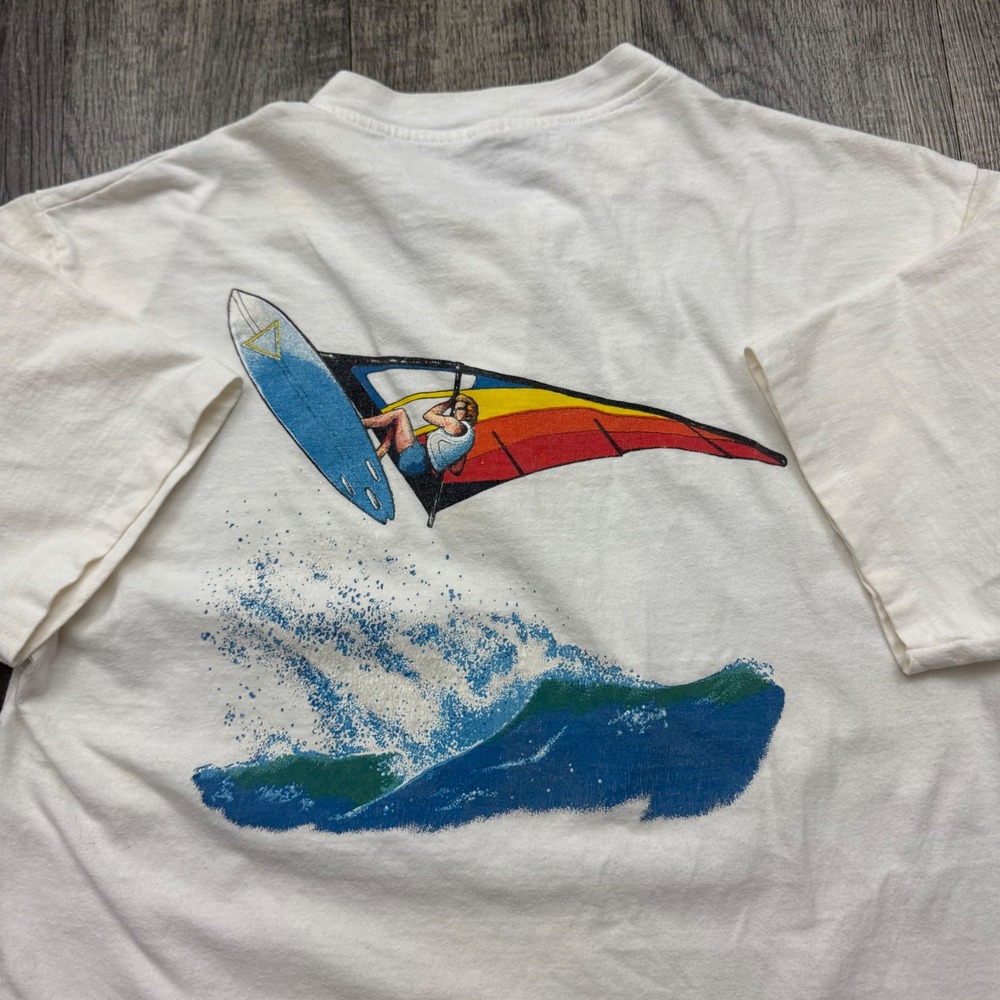 Vintage Hanes Henley Windsurfing Graphic T-Shirt Tee 90s USA